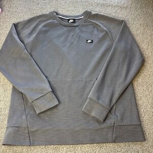 Nike sweater Mens large Grey Sportswear Crewneck Sweatshirt Kangaroo Pocket